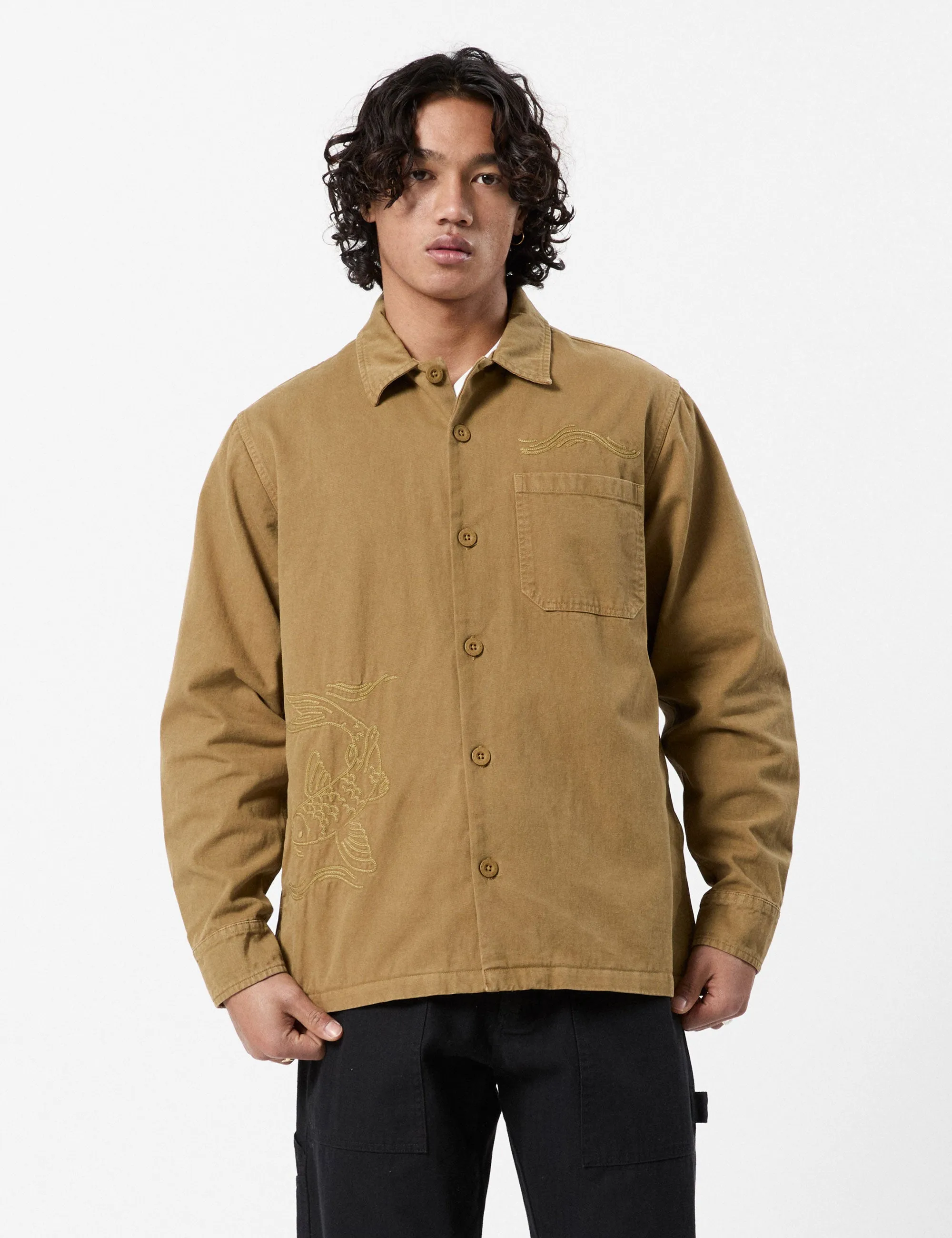 Koi Stitched Overshirt - Camel