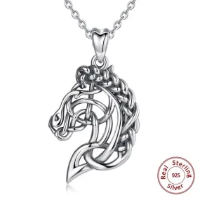 Luxurious Pure S925 Silver Braided Horse Necklace