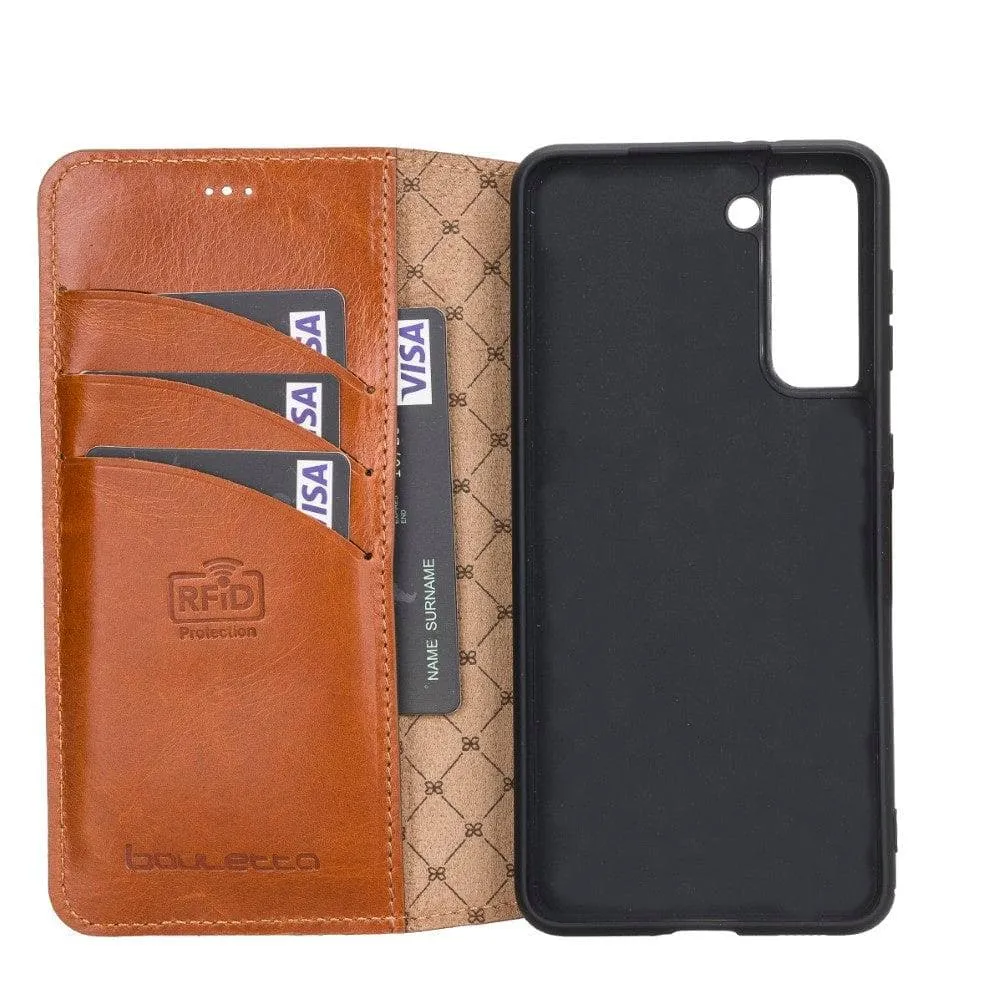 Non-Detachable Leather Wallet Cases for Samsung Galaxy S21 Series