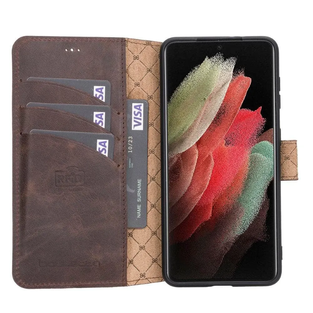 Non-Detachable Leather Wallet Cases for Samsung Galaxy S21 Series