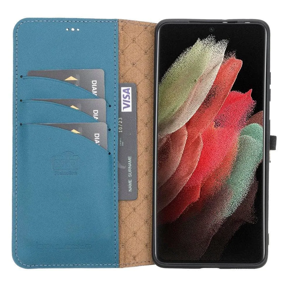 Non-Detachable Leather Wallet Cases for Samsung Galaxy S21 Series