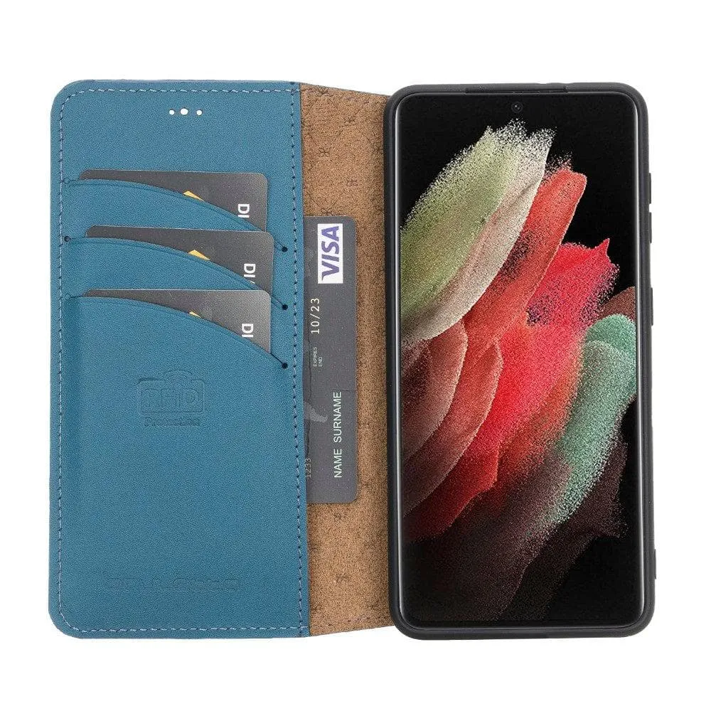 Non-Detachable Leather Wallet Cases for Samsung Galaxy S21 Series