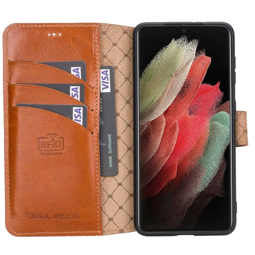 Non-Detachable Leather Wallet Cases for Samsung Galaxy S21 Series