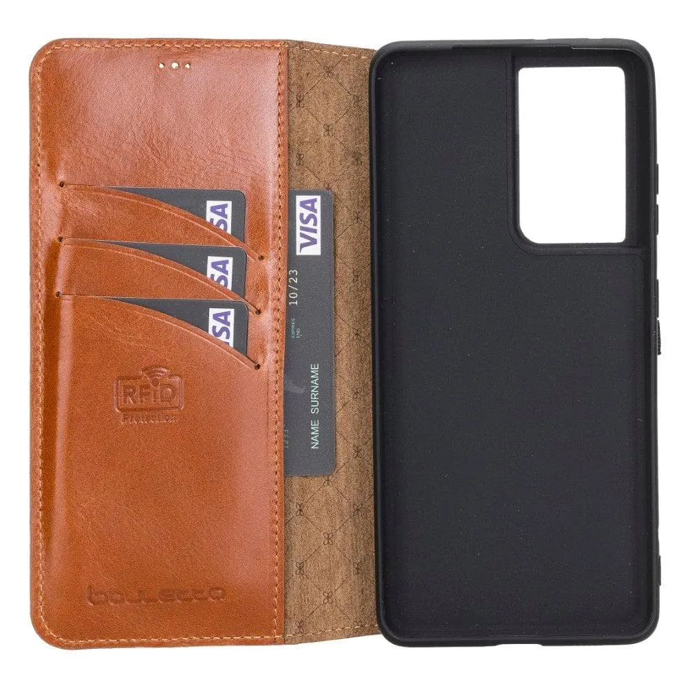 Non-Detachable Leather Wallet Cases for Samsung Galaxy S21 Series