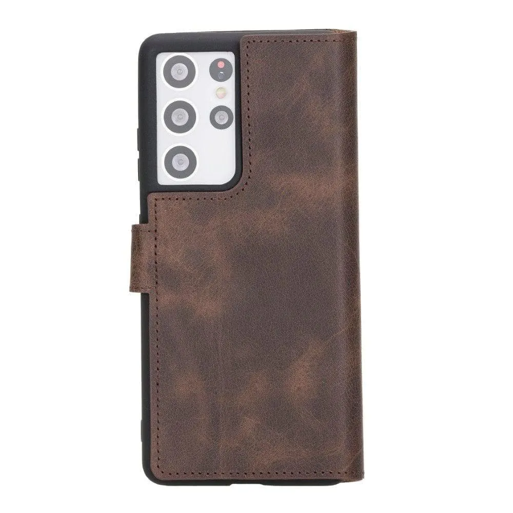 Non-Detachable Leather Wallet Cases for Samsung Galaxy S21 Series