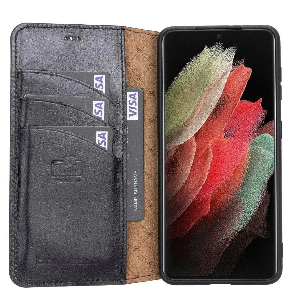 Non-Detachable Leather Wallet Cases for Samsung Galaxy S21 Series