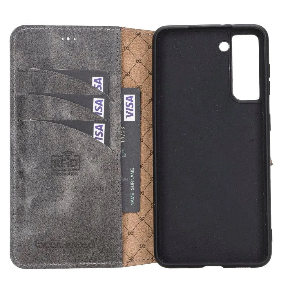 Non-Detachable Leather Wallet Cases for Samsung Galaxy S21 Series