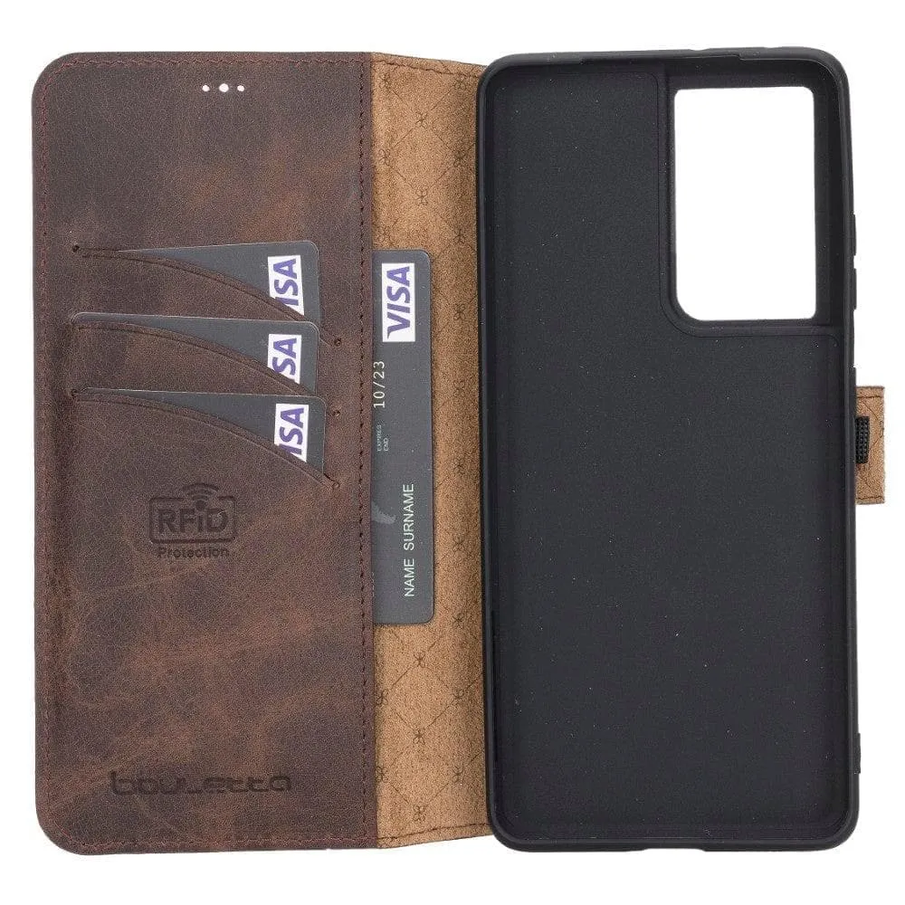 Non-Detachable Leather Wallet Cases for Samsung Galaxy S21 Series