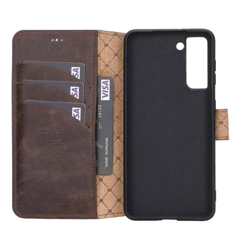 Non-Detachable Leather Wallet Cases for Samsung Galaxy S21 Series