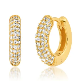 Pave CZ Thick Gold Huggies