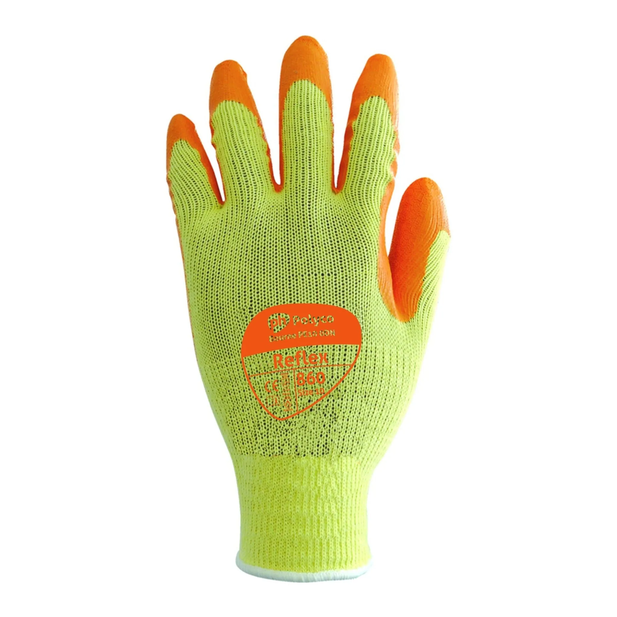 Polyco Reflex Latex Palm Coated (Orange) Gloves - 860