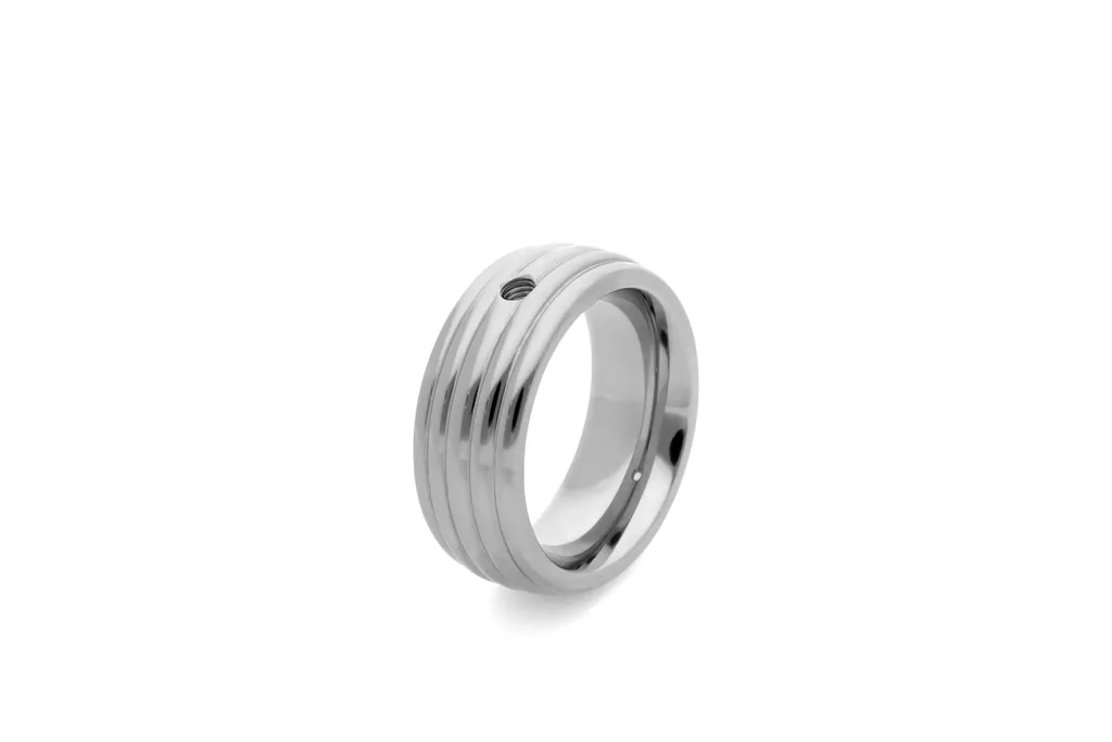 Qudo Stainless Steel Sanza Thick Ring