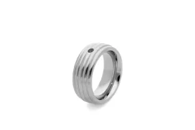 Qudo Stainless Steel Sanza Thick Ring