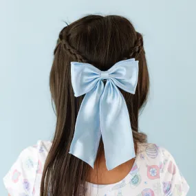 Satin Double Bow - Winter Blue