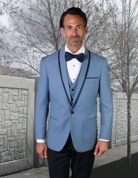 Statement Genova Steel Blue Tuxedo Modern Fit