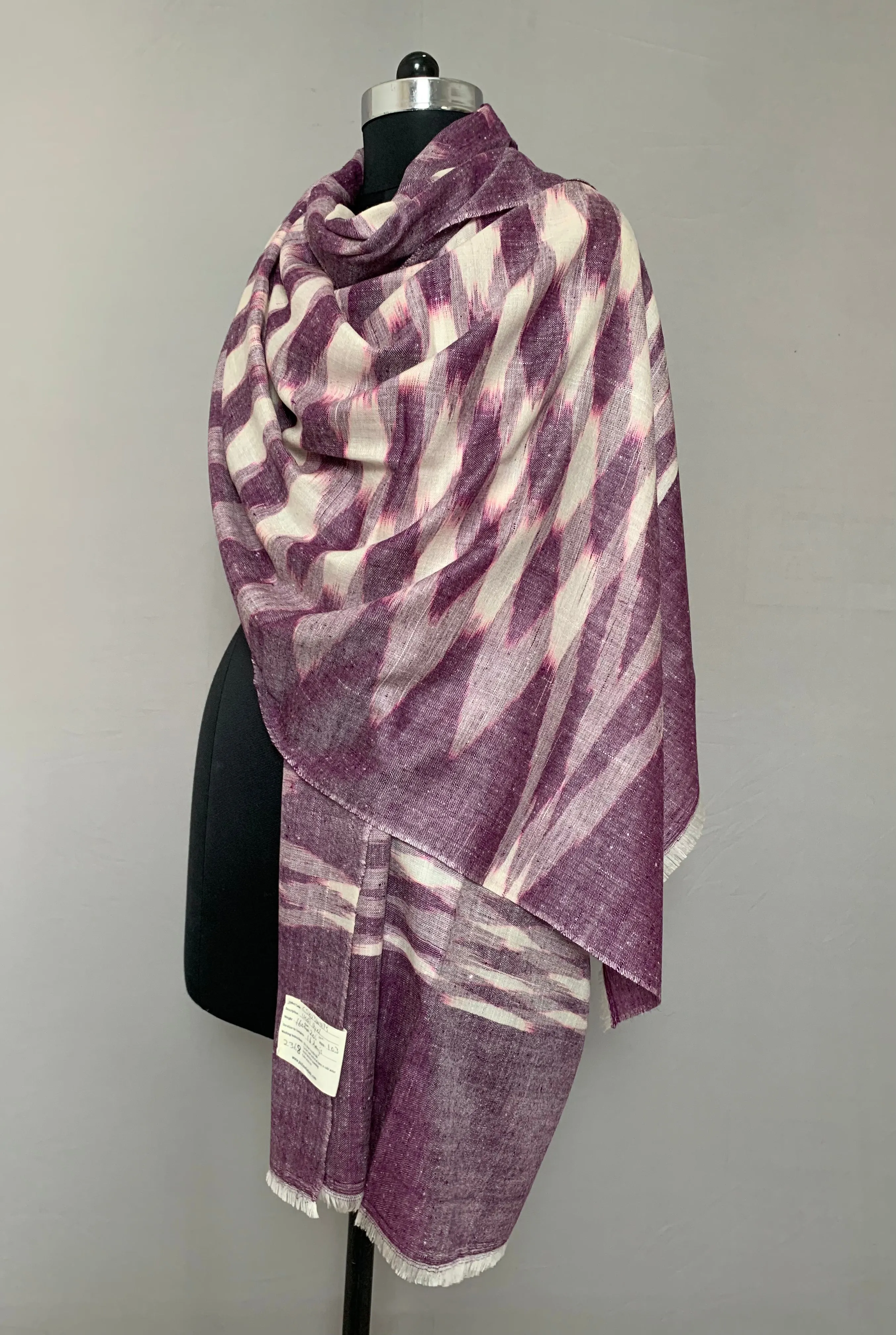 Sweet Voilet Ikat Dyed Cashmere Shawl