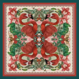 The Flamingo Fiesta Scarf - Crimson | 90x90cm