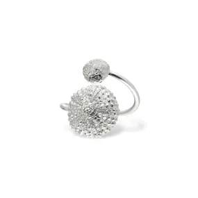 Urchin with little urchin - adjustable ring - silver 925